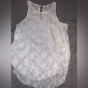 WHITE SHEER FLORAL TOP